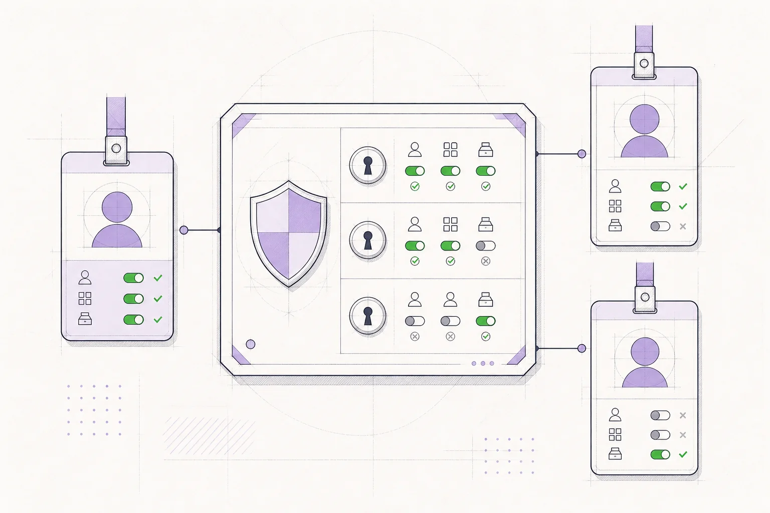 Ilustracion de usuarios, roles y permisos de acceso